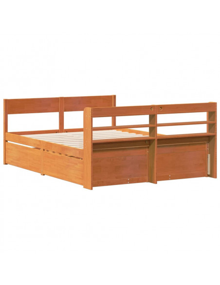 Letto senza Materasso Marrone Cera 160x200 cm in Legno di Pino