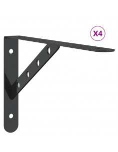 Staffe per Mensola 4 pz 30x2,5x15,5 cm in Acciaio Inox Nero 2