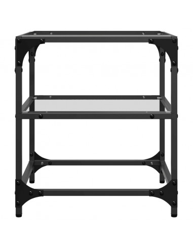 Tavolini con Piano in Vetro Trasparente 2 pz 40x40x45cm Acciaio