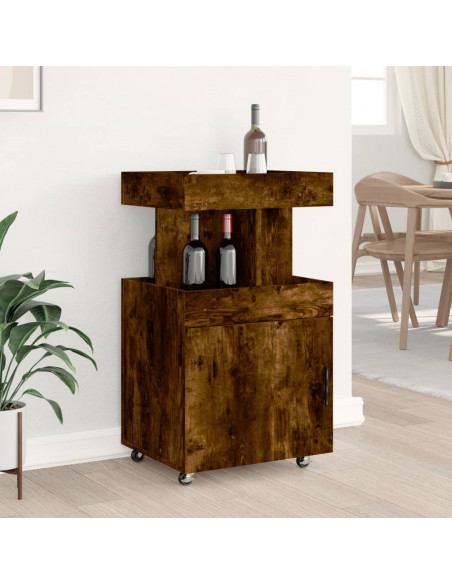 Carrello Bar Rovere Fumo 50x41x89 cm in Legno Multistrato