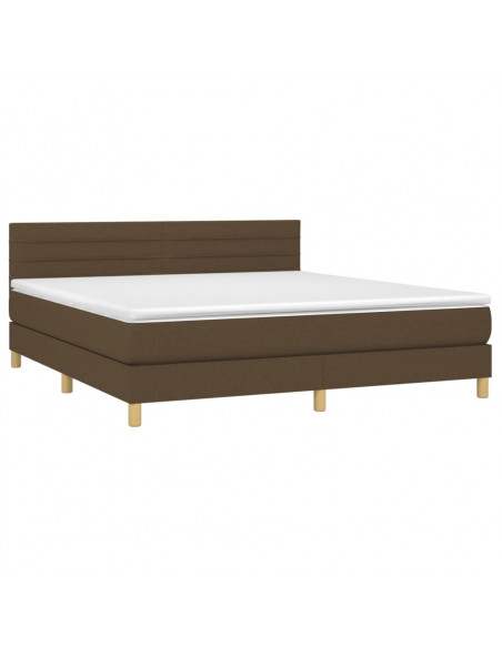 Letto a Molle Materasso e LED Marrone Scuro 160x200 cm Tessuto