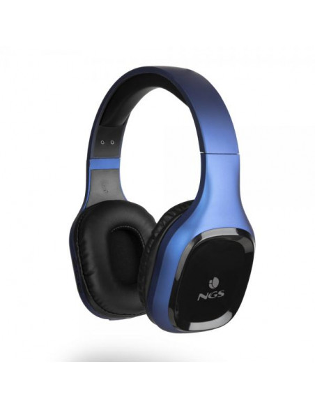NGS Artica Sloth  Cuffie Bluetoot con cavo e senza cavo, Musica e Chiamate,  Nero, Blu
