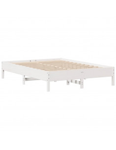 Letto senza Materasso Bianco 150x200 cm Legno Massello di Pino 2