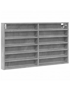 Armadietto Vetrina Grigio Cemento 100x8,5x58 cm Multistrato 2