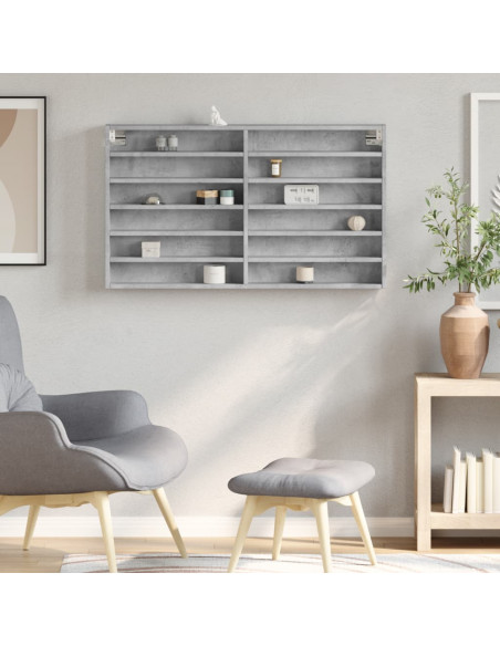 Armadietto Vetrina Grigio Cemento 100x8,5x58 cm Multistrato