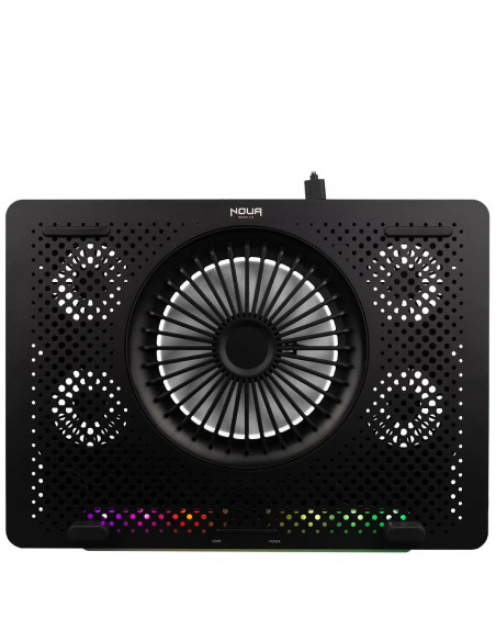 NOUA COOLER PAD ARIES PER NOTEBOOK 15,6 VENTOLA 140MM 2*USB 2.0  STRIP RAINBOW CON PORTA SMARTPHO