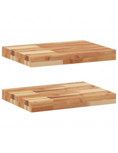 Mensole da Parete 2 pz 60x30x4 cm Legno Acacia Rifinito a Olio 2