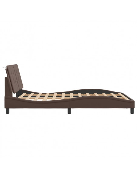Giroletto con Luci LED Marrone 140x190 cm in Similpelle
