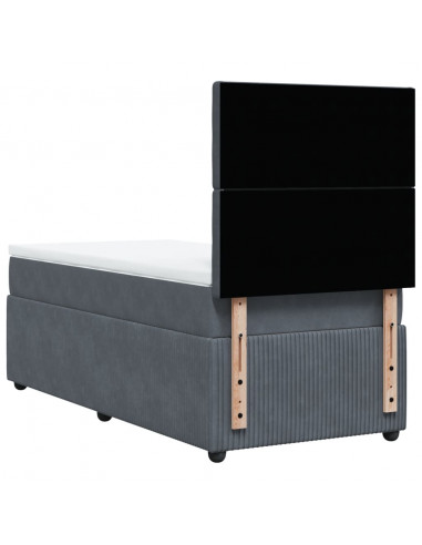 Giroletto a Molle con Materasso Grigio Scuro 80x200 cm Velluto