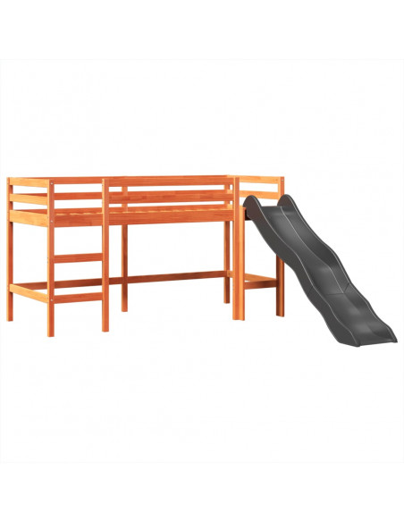 Letto a Soppalco con Torre Bambini Rosa 90x190cm Massello Pino