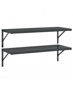 Mensole a Muro 2 pz 100x40 cm Nero in Acciaio Inossidabile 2
