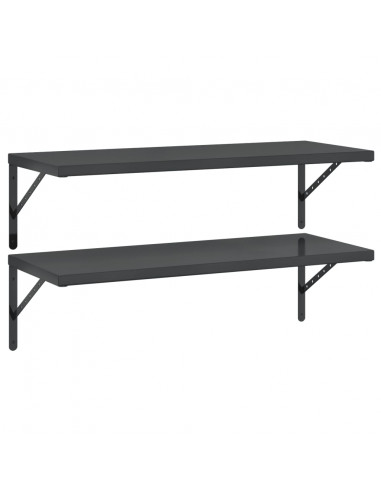 Mensole a Muro 2 pz 100x40 cm Nero in Acciaio Inossidabile