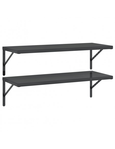 Mensole a Muro 2 pz 100x40 cm Nero in Acciaio Inossidabile