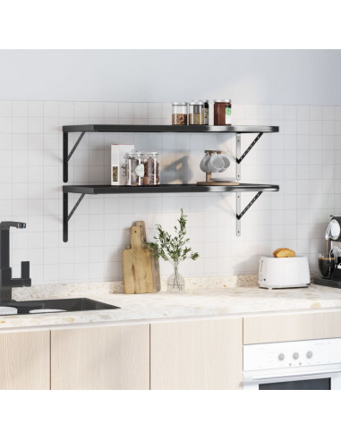 Mensole a Muro 2 pz 100x40 cm Nero in Acciaio Inossidabile