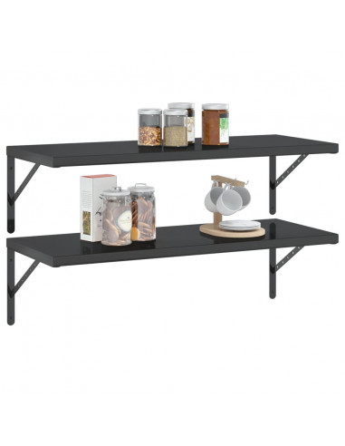Mensole a Muro 2 pz 100x40 cm Nero in Acciaio Inossidabile