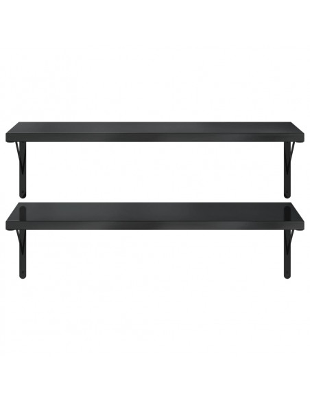 Mensole a Muro 2 pz 100x40 cm Nero in Acciaio Inossidabile