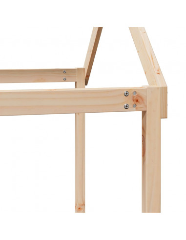 Letto a Castello con Tetto 75x190 cm in Legno Massello di Pino