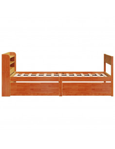 Letto senza Materasso Marrone Cera 100x200 cm in Legno di Pino 2