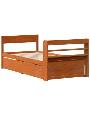 Letto senza Materasso Marrone Cera 100x200 cm in Legno di Pino