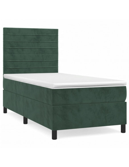 Giroletto a Molle con Materasso Verde Scuro 80x200 cm Velluto
