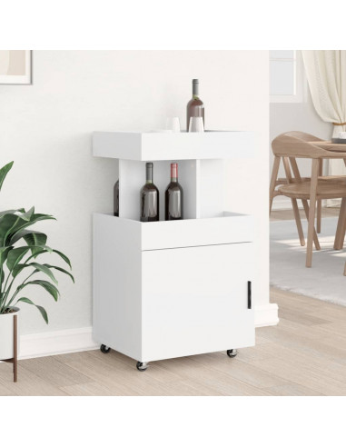 Carrello Bar Bianco 50x41x89 cm in Legno Multistrato