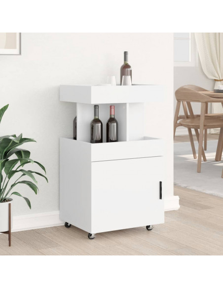 Carrello Bar Bianco 50x41x89 cm in Legno Multistrato