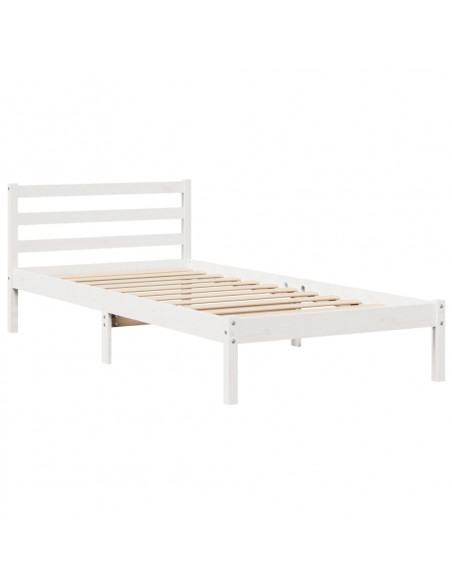 Giroletto con Testiera Bianco 75x190 cm Legno Massello di Pino