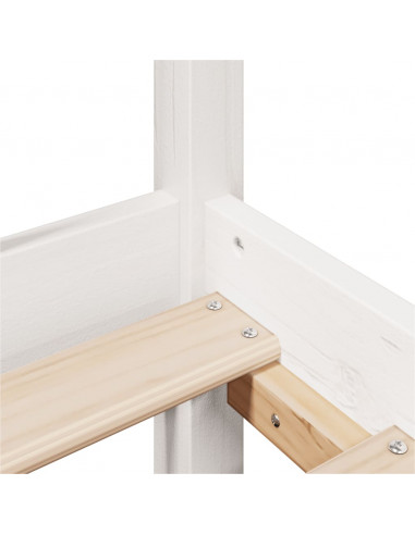 Giroletto con Testiera Bianco 75x190 cm Legno Massello di Pino