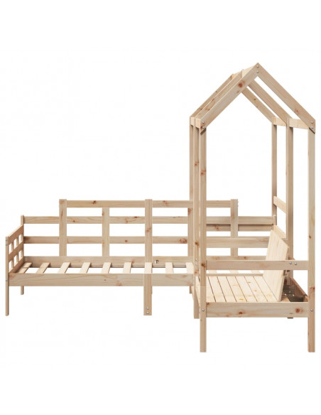 Set Dormeuse e Panca con Tetto 90x190cm Legno Massello di Pino