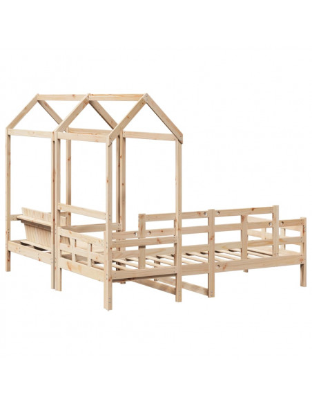 Set Dormeuse e Panca con Tetto 90x190cm Legno Massello di Pino