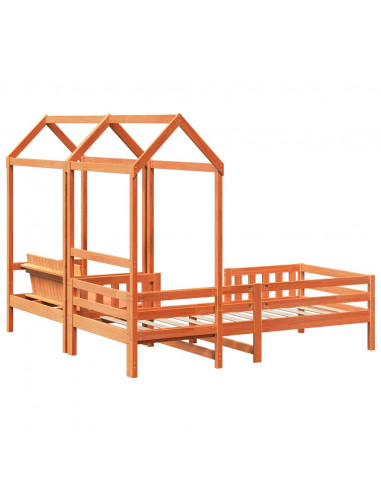 Giroletto con Panca e Tetto Cera 80x200 cm Legno Massello Pino