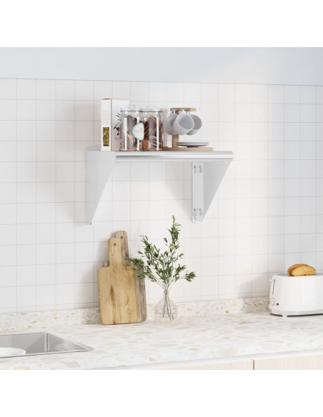 Mensola a Muro 50x30x31 cm Argento in Acciaio Inossidabile
