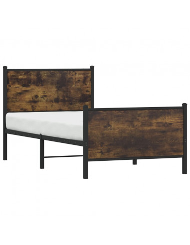 Giroletto con Testiera e Pediera Metallo Rovere Fumo 90x200 cm