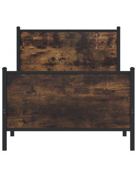 Giroletto con Testiera e Pediera Metallo Rovere Fumo 90x200 cm