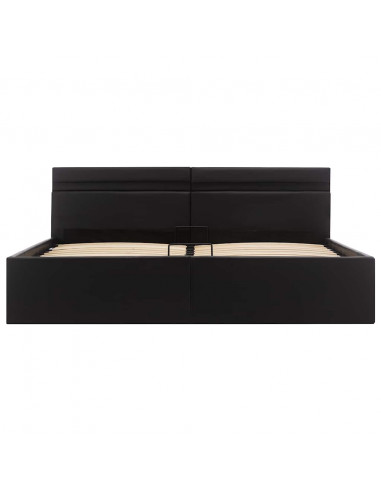 Giroletto Contenitore Idraulico LED Nero Similpelle 160x200 cm