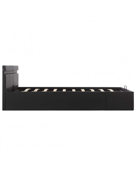 Giroletto Contenitore Idraulico LED Nero Similpelle 160x200 cm