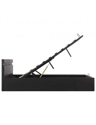 Giroletto Contenitore Idraulico LED Nero Similpelle 160x200 cm