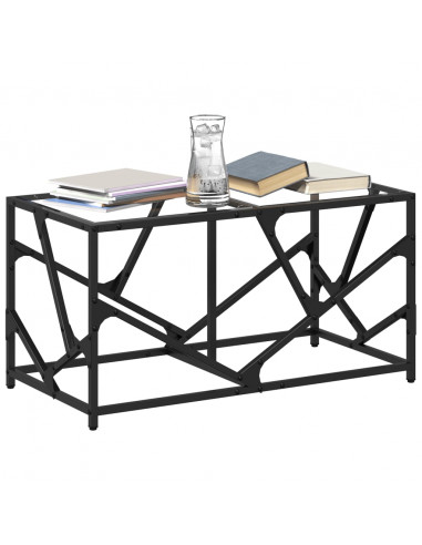 Tavolini con Piano Vetro Trasparente 2 pz 78,5x40x41 cm Acciaio