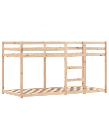 Letto a Castello con Tende Rosa 90x200 cm Legno Massello Pino