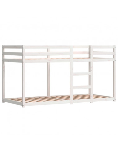 Letto a Castello con Tende Rosa 80x200 cm Legno Massello Pino