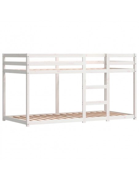 Letto a Castello con Tende Rosa 80x200 cm Legno Massello Pino
