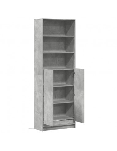 Credenza con LED Grigio Cemento 69x32,5x200 cm in Truciolato