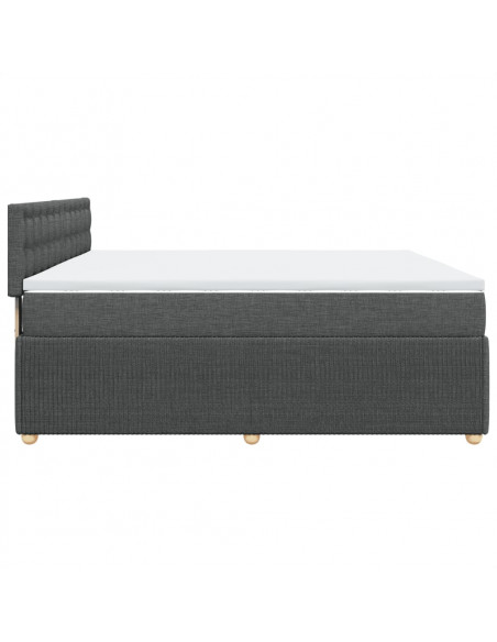 Giroletto a Molle con Materasso Grigio Scuro 200x200 cm Tessuto