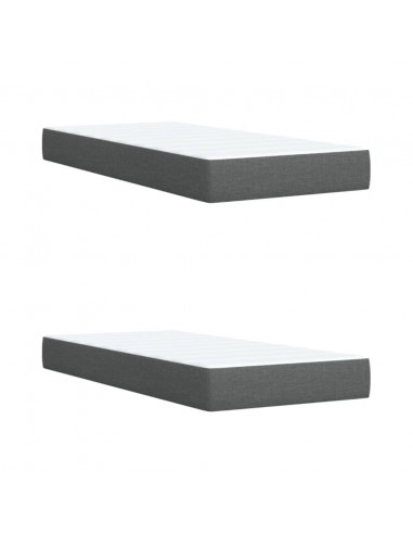 Giroletto a Molle con Materasso Grigio Scuro 200x200 cm Tessuto