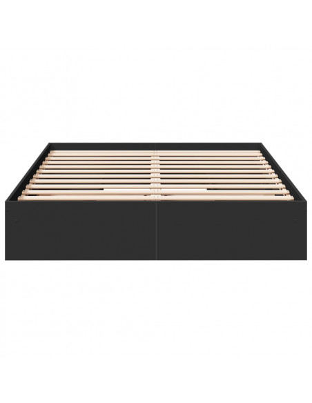 Giroletto con Cassetti Nero 160x200 cm in Legno Multistrato