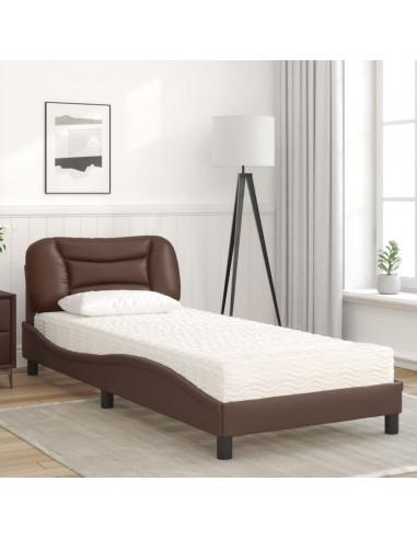 Letto con Materasso Marrone 90x190 cm in Similpelle