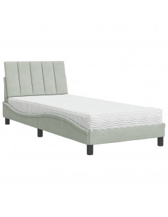 Letto con Materasso Grigio Chiaro 90x200 cm in Velluto 2