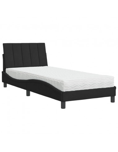 Letto con Materasso Nero 90x200 cm in Velluto