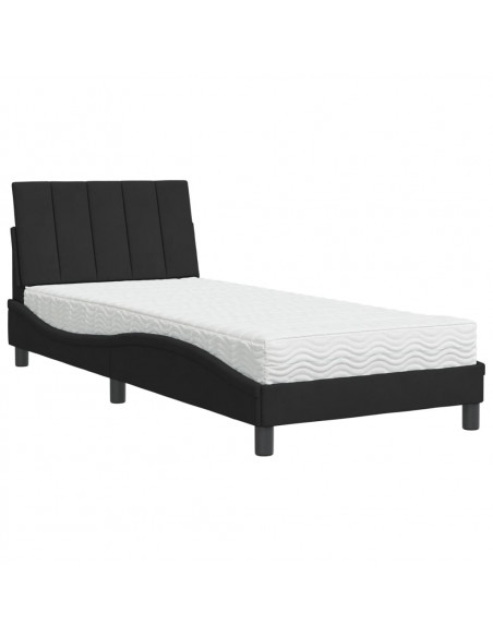 Letto con Materasso Nero 90x200 cm in Velluto