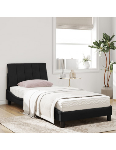 Letto con Materasso Nero 90x200 cm in Velluto